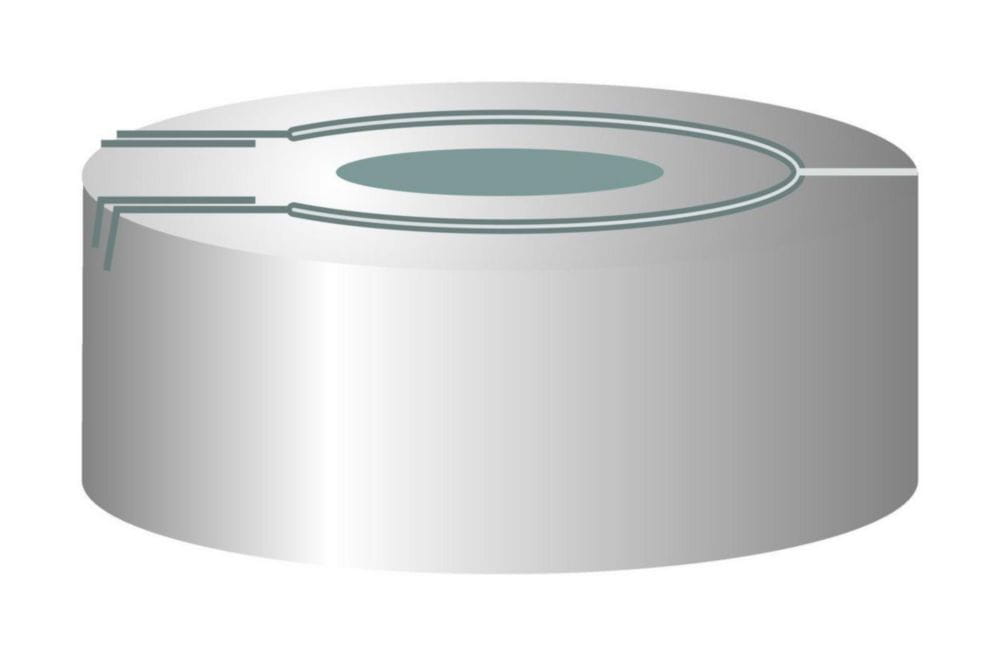Überdruck-Sicherheitskappe N 20 Loch Butyl hellgrau/PTFE dunkelgrau Aluminium, silber, VE=100