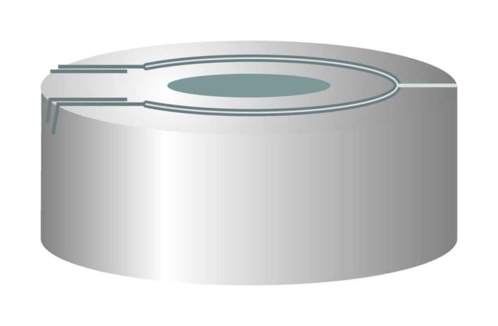 Safety Cap N 20, pressure release, center hole Butyl light gray/PTFE dark gray aluminium, silver, pack of 100