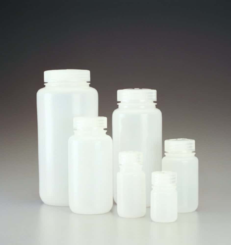 Flacon à col large Nalgene™, en HDPE, avec bouchon à vis en PP
