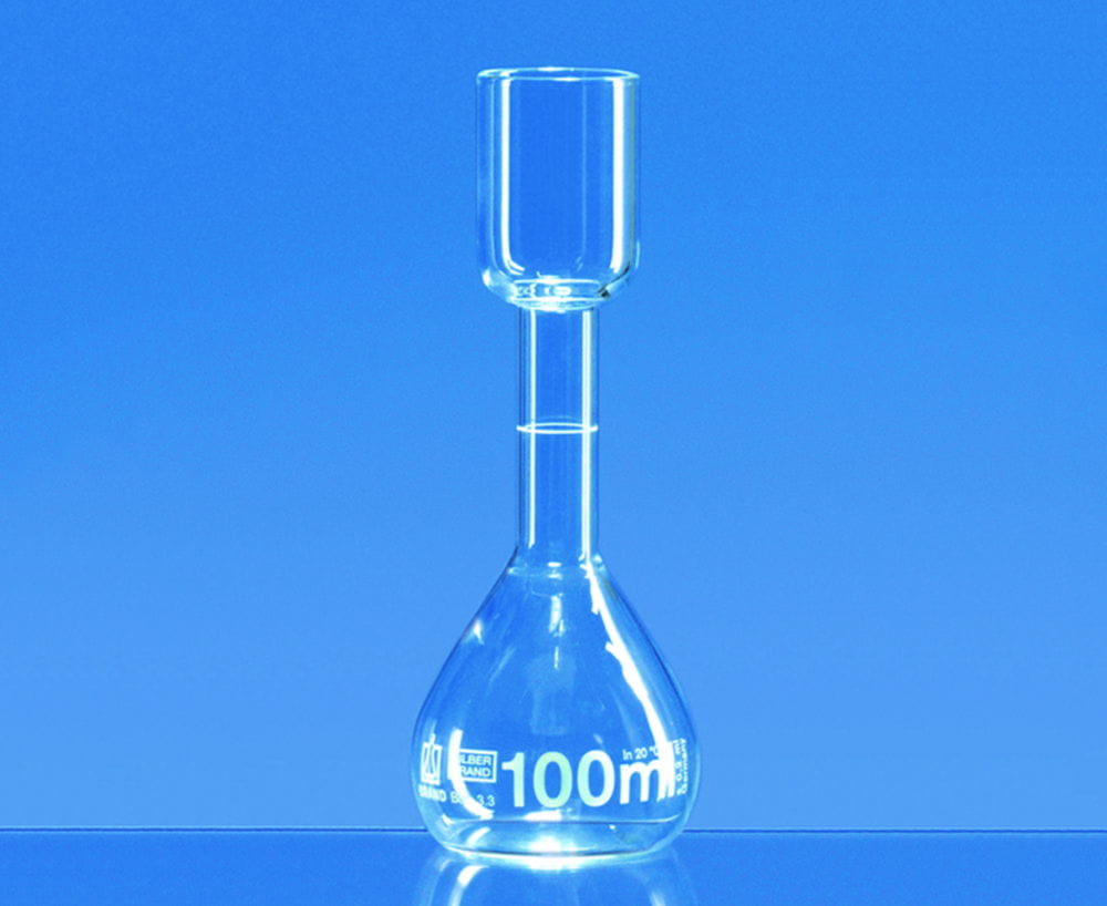 Volumetric flasks for sugar tests, Borosilicate glass 3.3, class B, white graduated