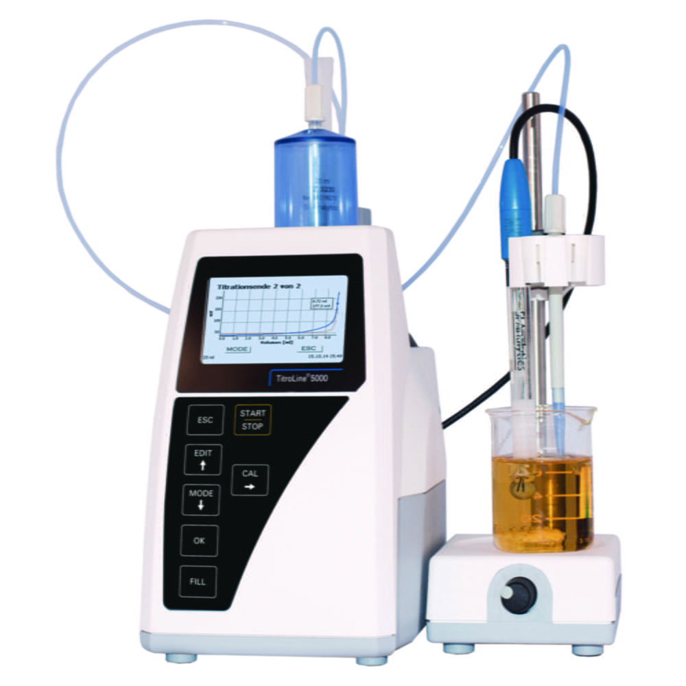 Automatic Titrator TitroLine® 5000, with magnetic stirrer TM 50, 50 ml dosing unit and pH electrode
