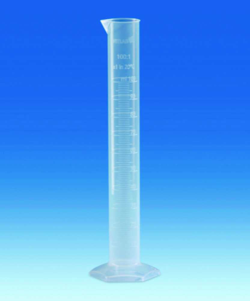 Measuring cylinders, PP, tall form, class B, moulded graduations
