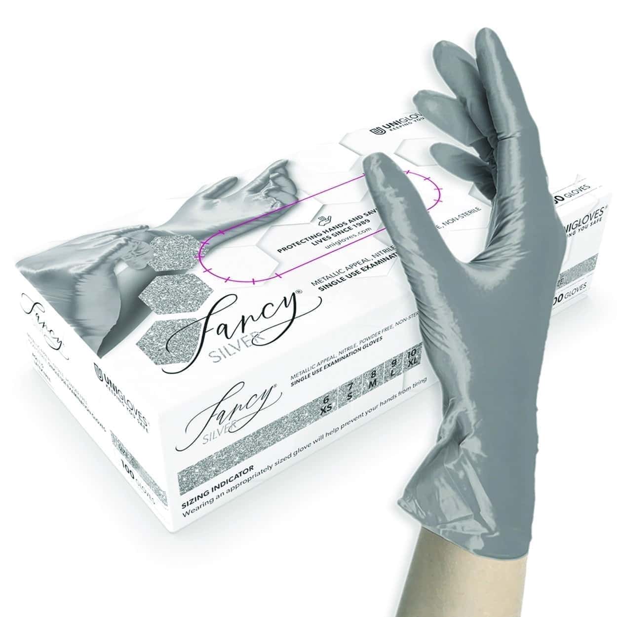 Einmalhandschuhe Fancy Silber, Nitril