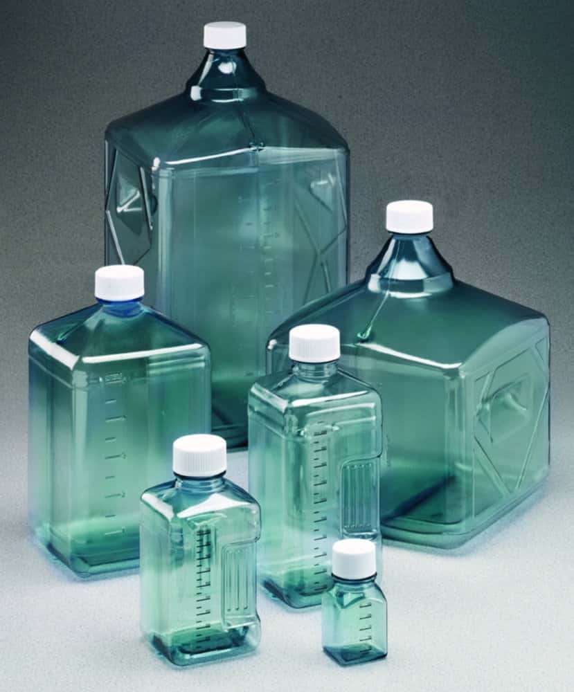 Flacon InVitro™ Biotainer™ stérile Nalgene™, en polycarbonate, avec poignée en PE