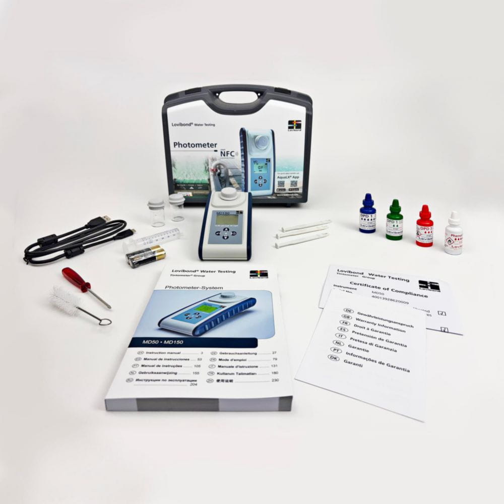 Photometer MD150 Cl-CyA-pH, with liquid and tablet reagents