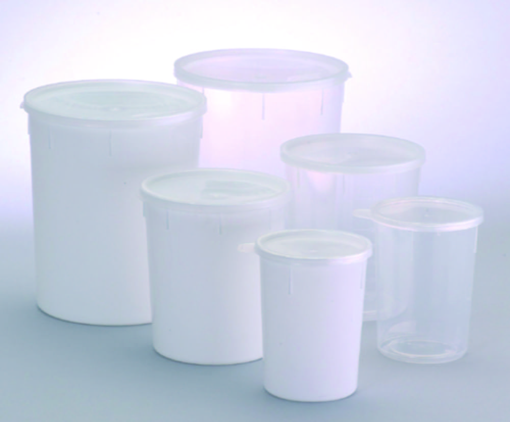Jars, conical, with snap lid, PP