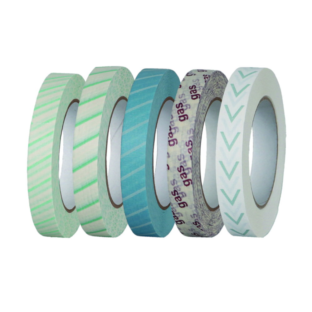 Indicator tape for steam, hot air and gas sterilisation