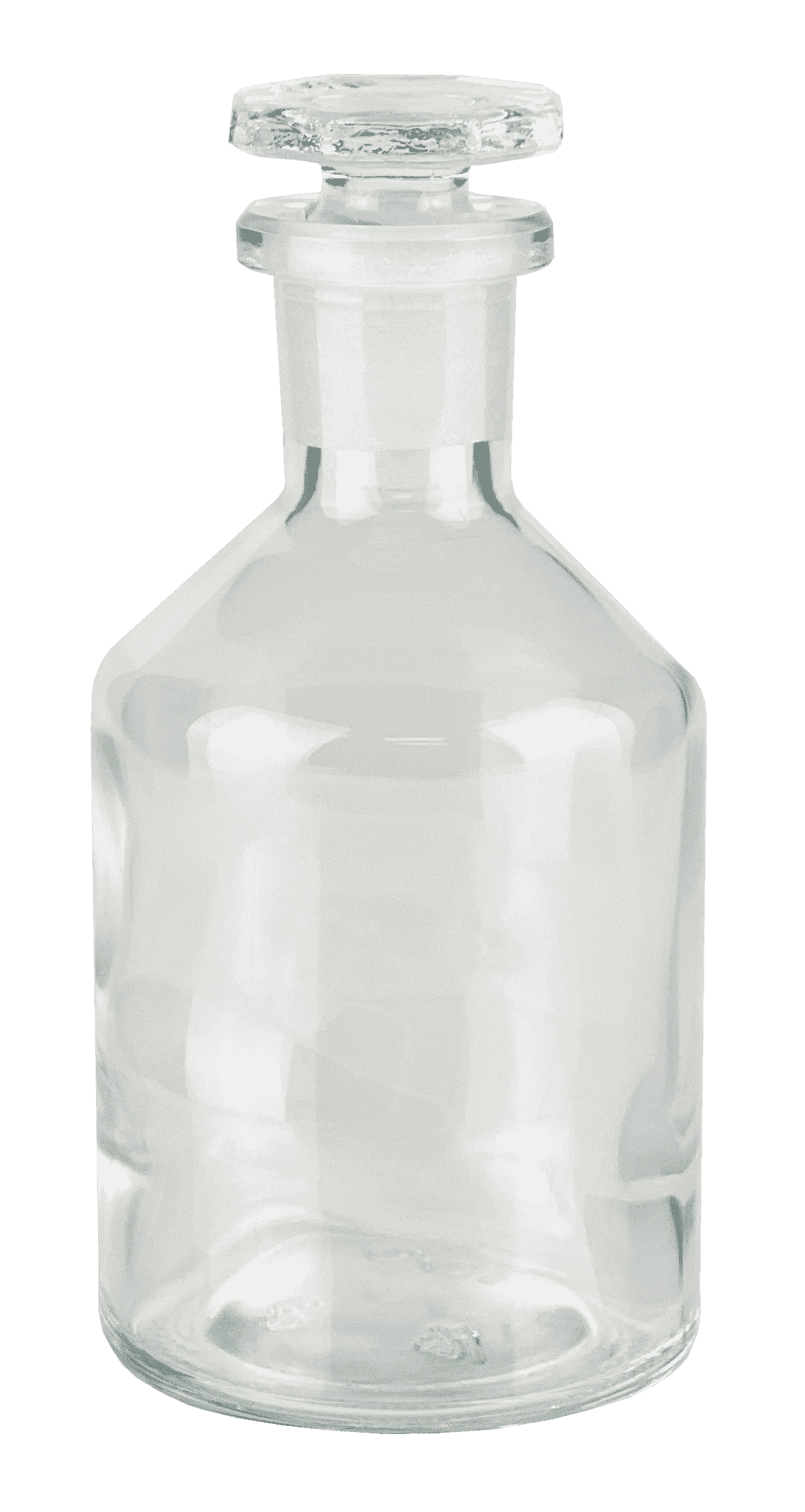 Steilbrustflasche 50 ml, Enghals Klarglas, mit NS-Glasstopfen