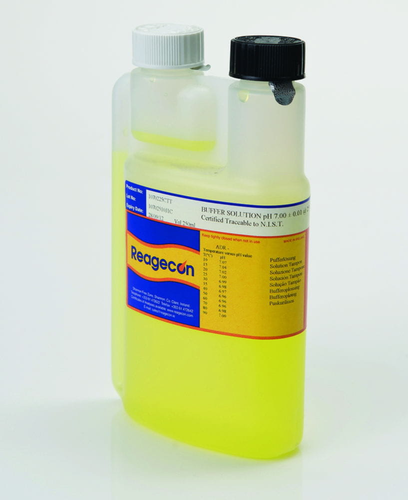 Technical  pH buffer solutions in twin-neck dispensing bottles