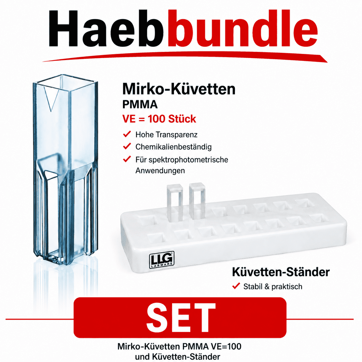 Halbmikro-Küvetten PMMA inkl. Ständer