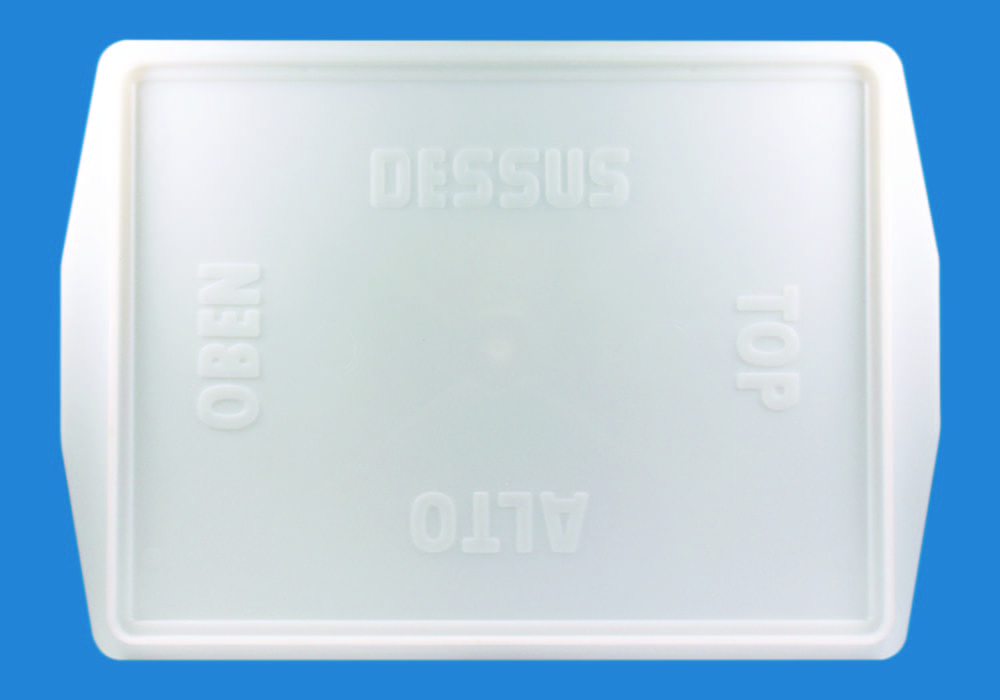 Lids for stacking and transport containers.