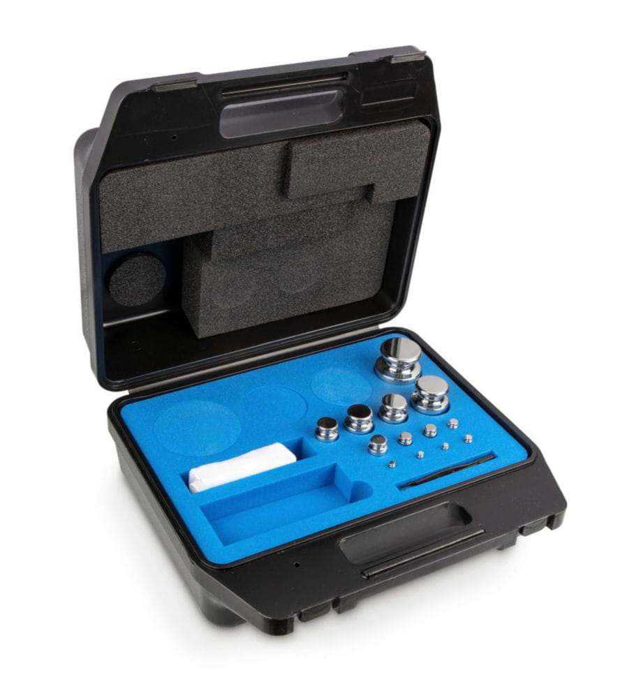 Weight set E2, cylindrical shape, with plastic case