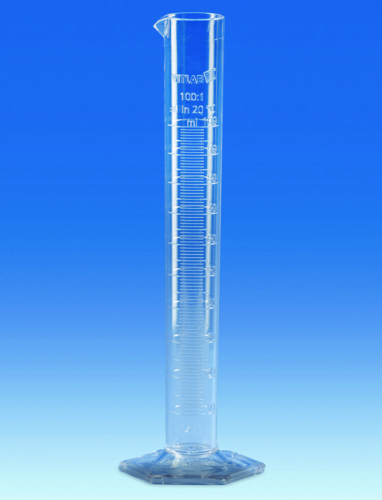 Measuring cylinders, SAN, tall form, class B, moulded graduations