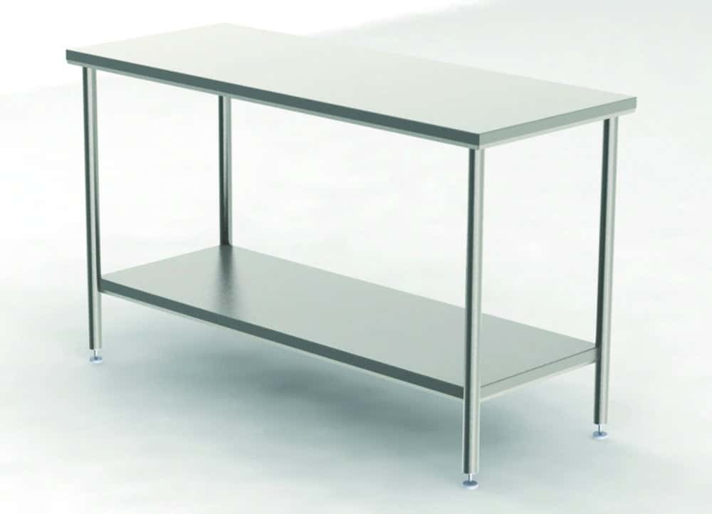 Tables pour salle blanche avec plateau de travail non perforé et étagère de base