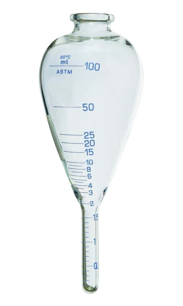 ASTM-Zentrifugengläser, birnenförmig, unten zylindrisch, Borosilikatglas 3.3