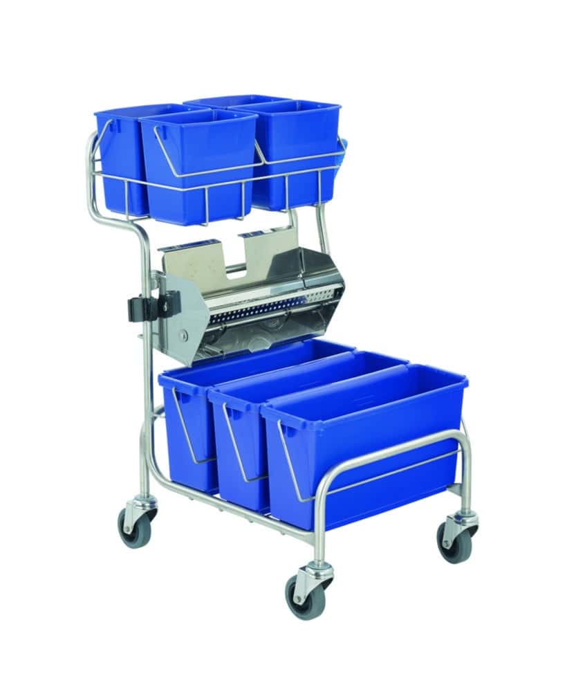 Chariot de nettoyage Clino® CR6 FP avec presse essoreuse, acier inox