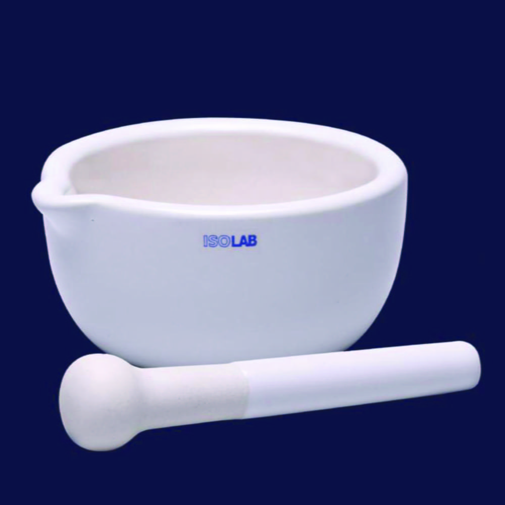 Porcellaine mortar 55x105 mm Ø without pestle, 170 ml, outer glaced, white, with spout, DIN 12906