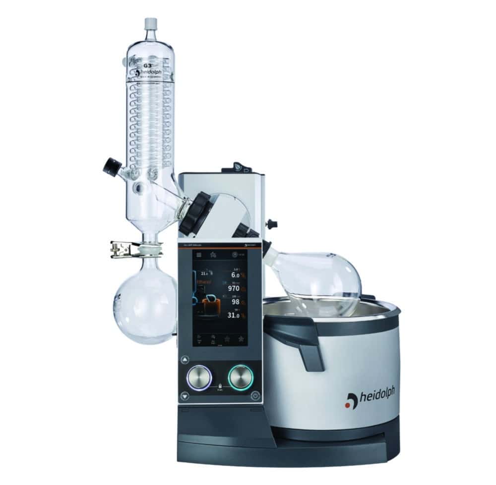 Rotationsverdampfer Hei-VAP Ultimate Control, mit Motorlift, Vertikalkühler