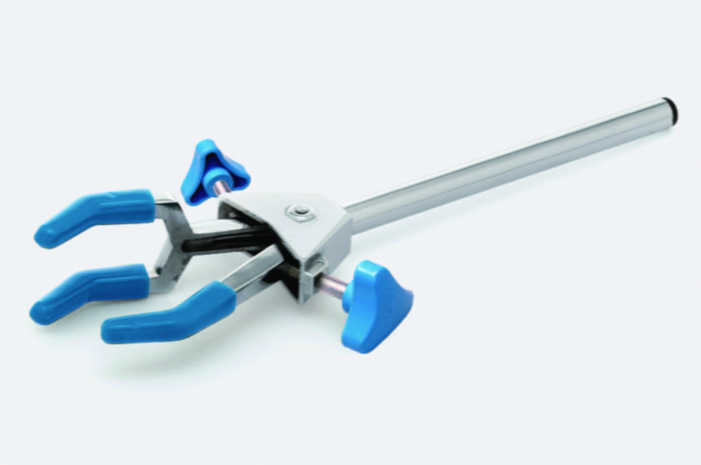 Clamps, retort, 3-prong, cast steel, chrome plated