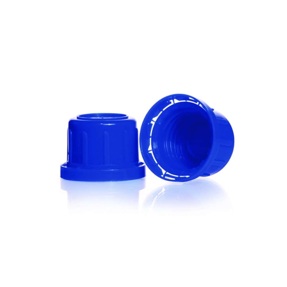 Bouchon à vis, en PP, avec bague inviolable pour flacon carré en verre