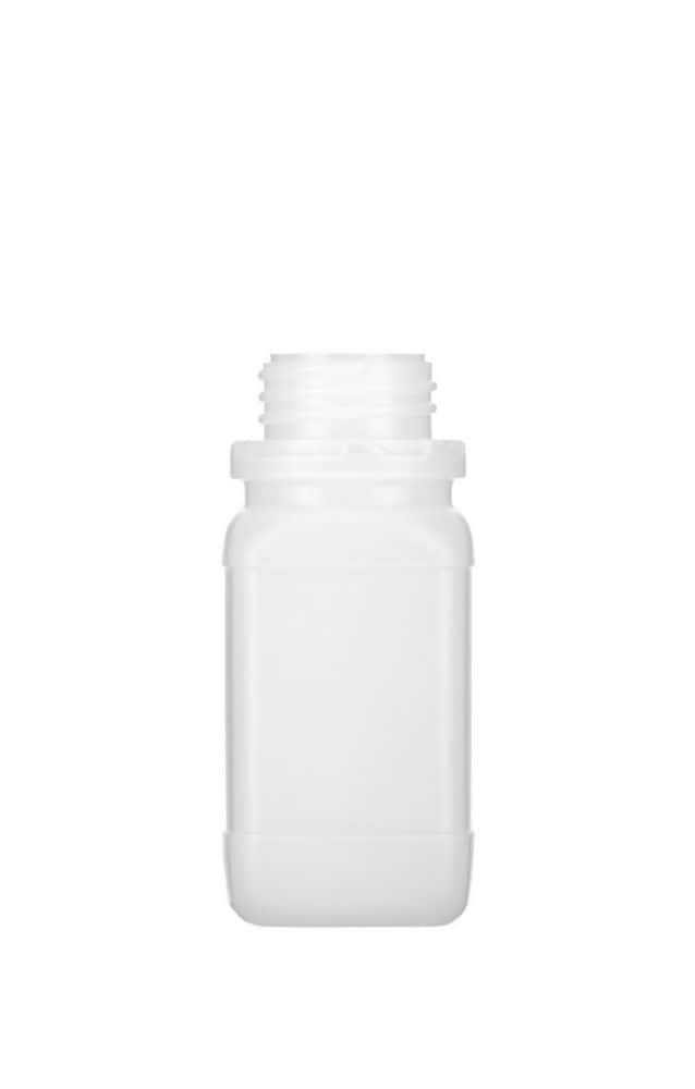Square reagent bottles,wide neck,PE-HD cap. 100 ml, without screw cap pack of 612