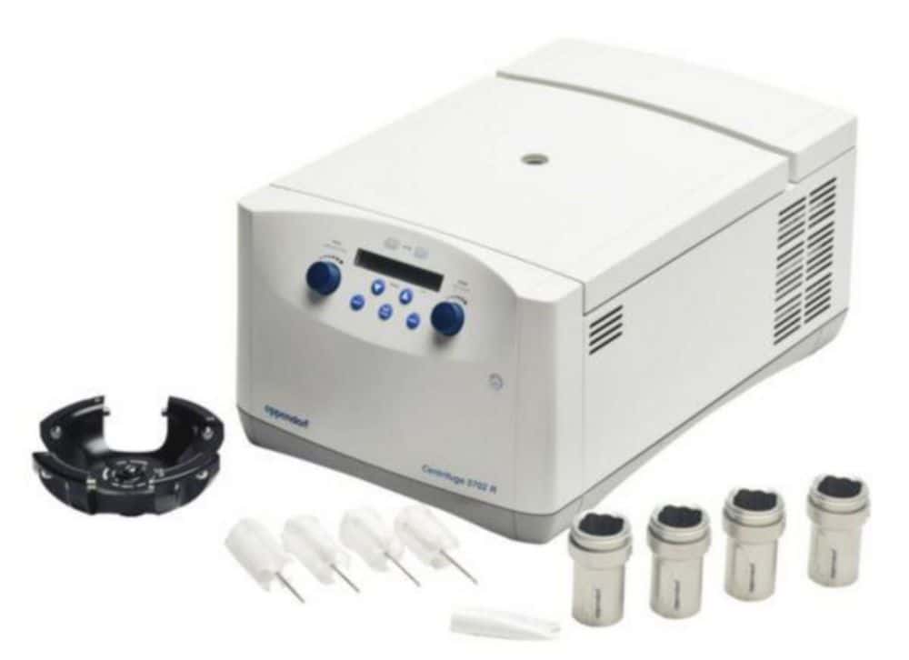 Zentrifuge 5702 R (General Lab Product), mit Rotor A-4-38 und Adapter für Blutentnahmegefäße