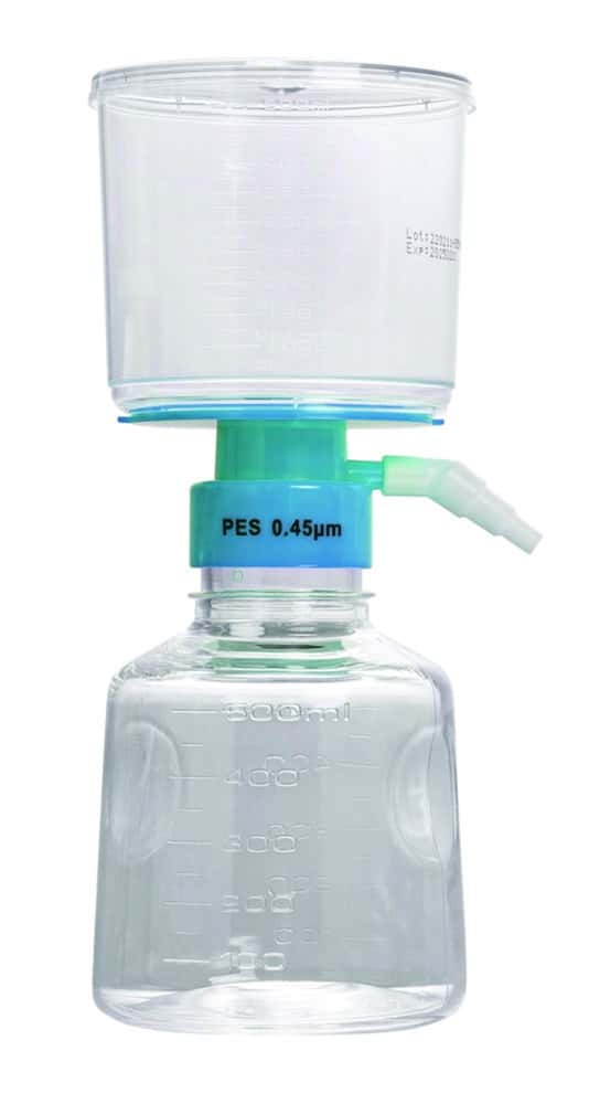 Systèmes de filtration sous vide, capuchon bleu, membrane en PES, stériles