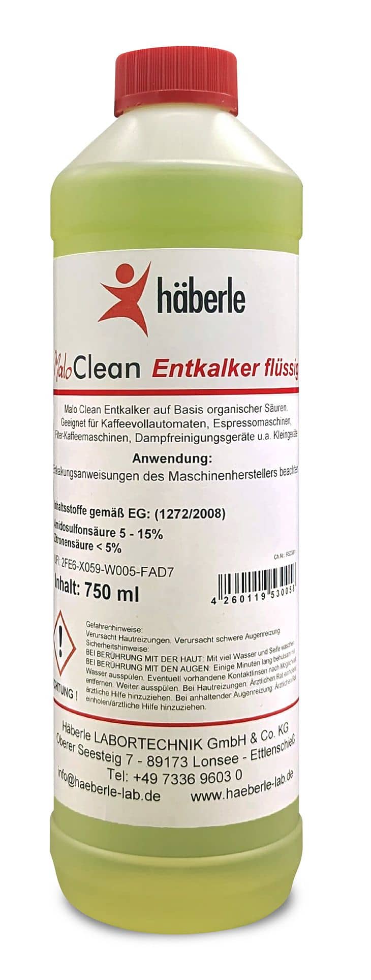 MaloClean Entkalkungsmittel 750 ml für Kaffeemaschinen, Wasserbäder, Wasserkocher u. v. m.