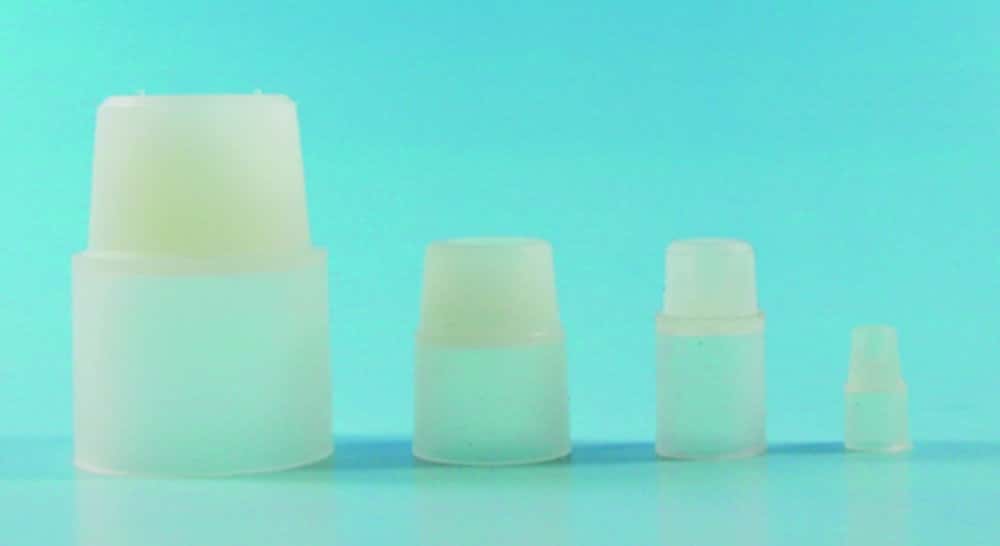 Stoppers, silicone, with turn-over flange