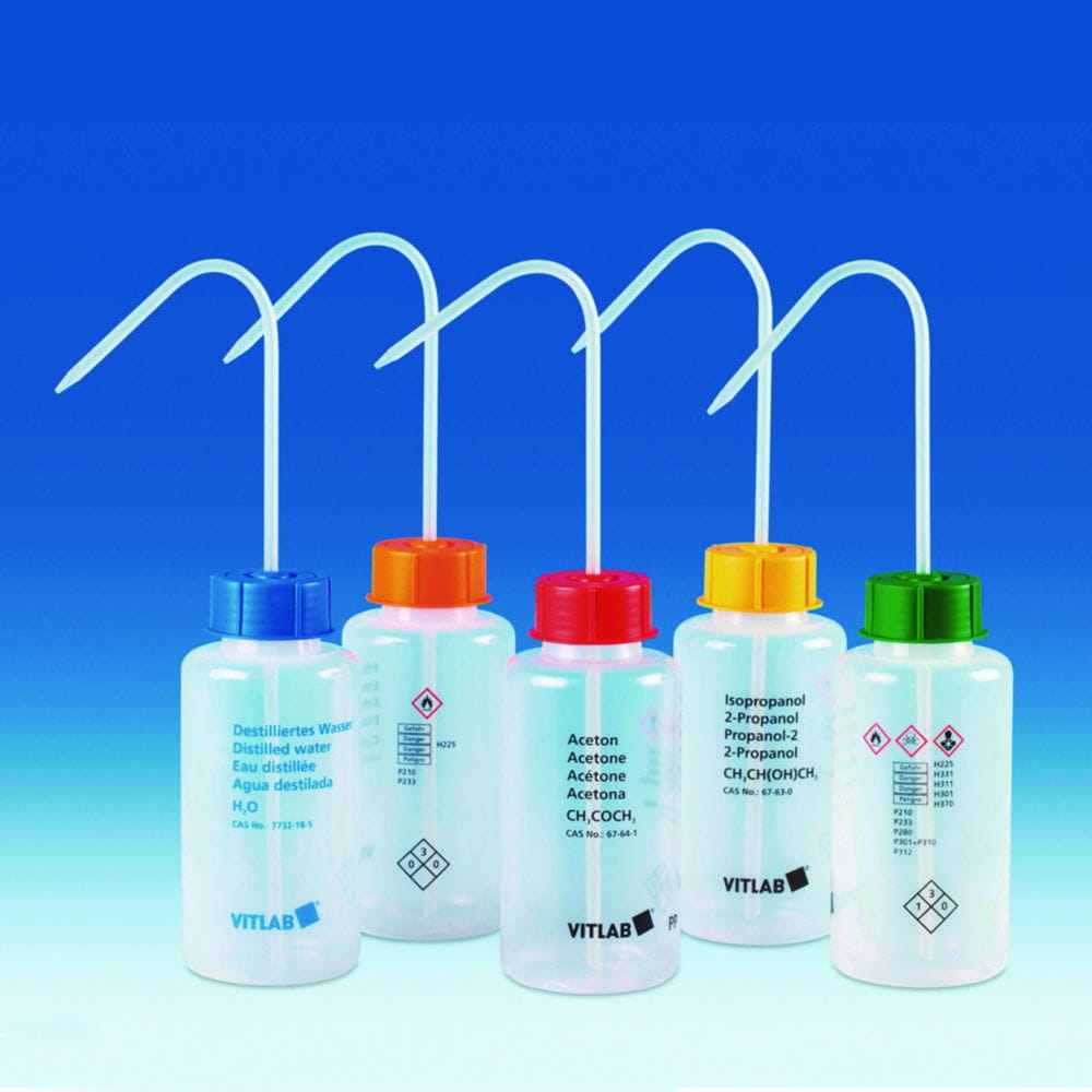 VITsafe™ safety wash bottles, wide-mouth, PP/LDPE