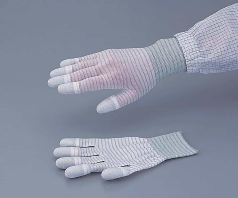 Conductive Gloves ASPURE LINE, white, Anti-static, Nylon, coated fingertips